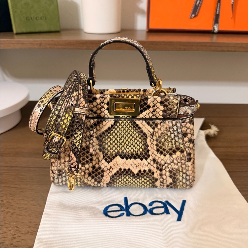 Multi-color FENDI Micro Python Peekaboo GHW Crossbody Shoulder Bag